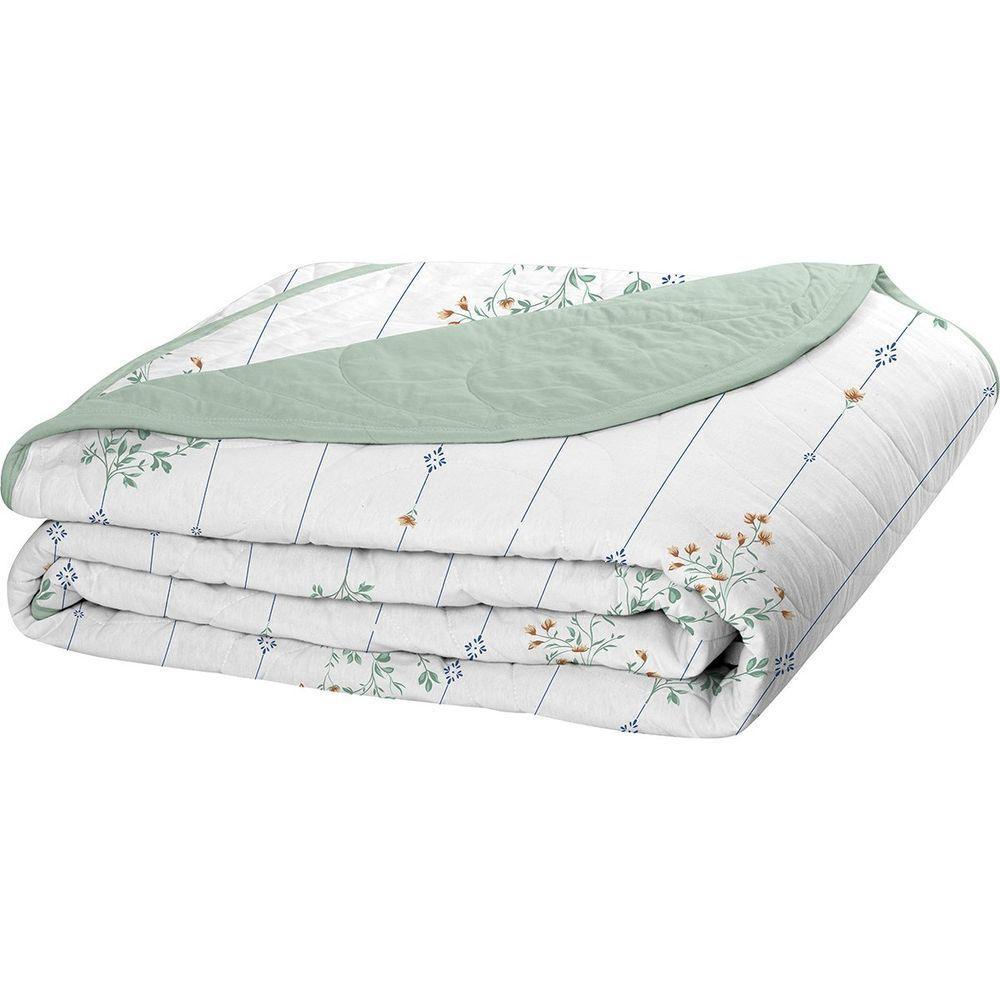 Cobre Leito Tecebem Solteiro Malha 100% Algodão Estampado Em Matelasse Fran 170 X 240cm Verde - 1