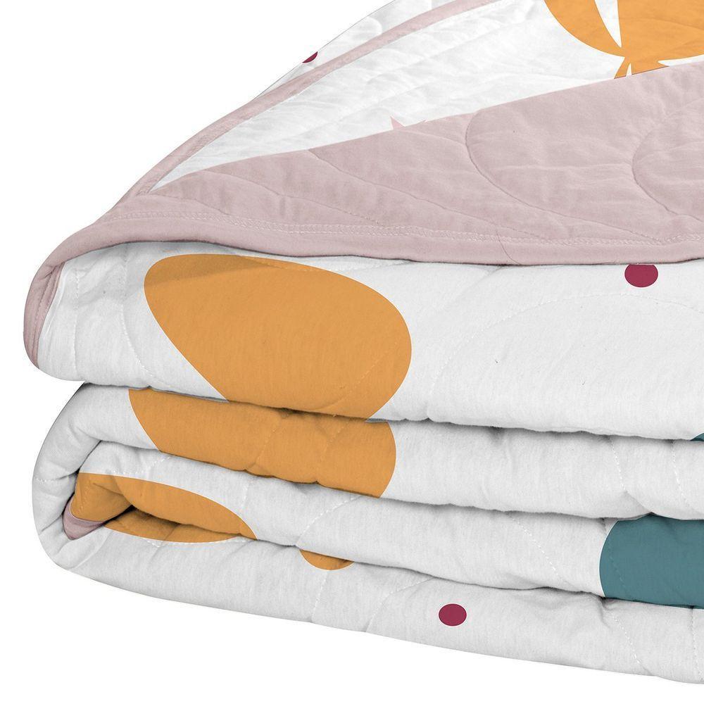 Cobre Leito Tecebem Casal Malha 100% Algodão Estampado Em Matelassê Gaia 210x240m Rosinha - 2