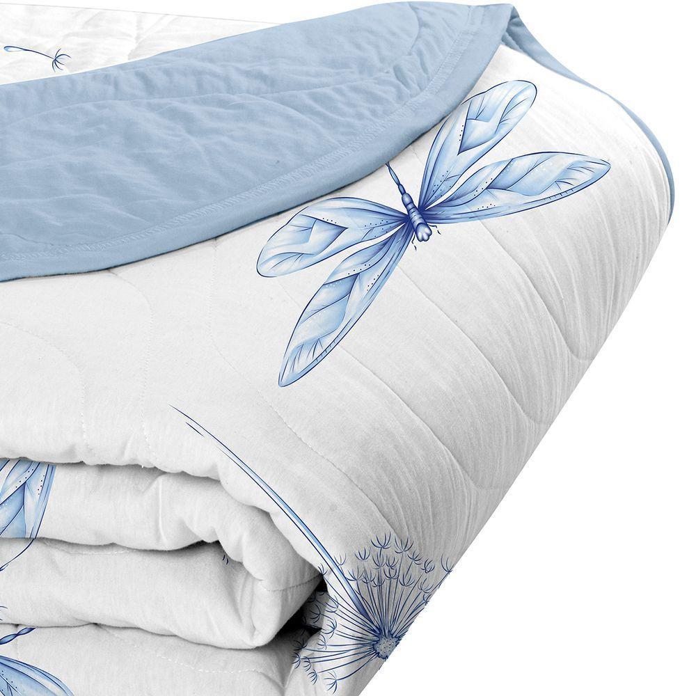 Cobre Leito Tecebem Solteiro Malha 100% Algodão Estampado Em Matelasse Karen 170 X 240cm Azul - 2
