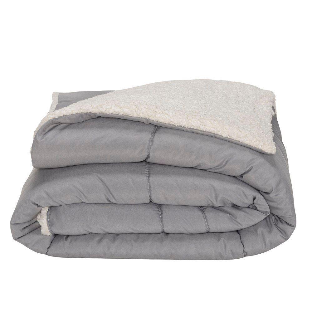 Kit Edredom King Coberdrom Soft Hipercal/sherpa 5 Peças - Cinza - 7