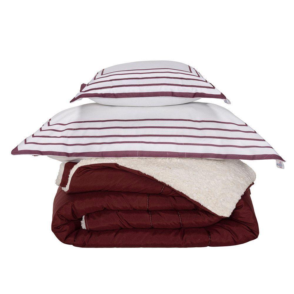 Kit Edredom Solteiro Coberdrom Soft Hipercal/sherpa 3 Peças - Vermelho - 1