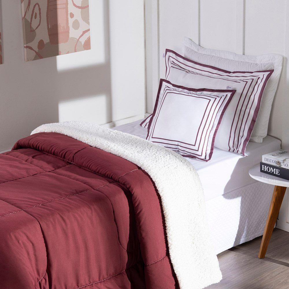 Kit Edredom Solteiro Coberdrom Soft Hipercal/sherpa 3 Peças - Vermelho - 3