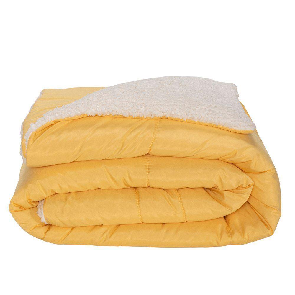 Kit Edredom Solteiro Coberdrom Soft Hipercal/sherpa 3 Peças - Amarelo - 7