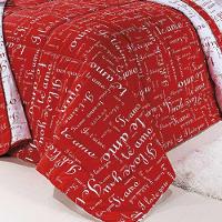 Kit Edredom Te Amo Queen 5 Peças Dupla Face 100% Algodão Percal 150 Fios - Vermelho/branco - 2