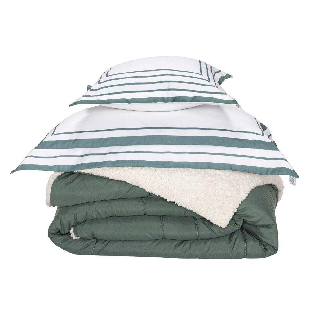 Kit Edredom Solteiro Coberdrom Soft Hipercal/sherpa 3 Peças - Verde - 1