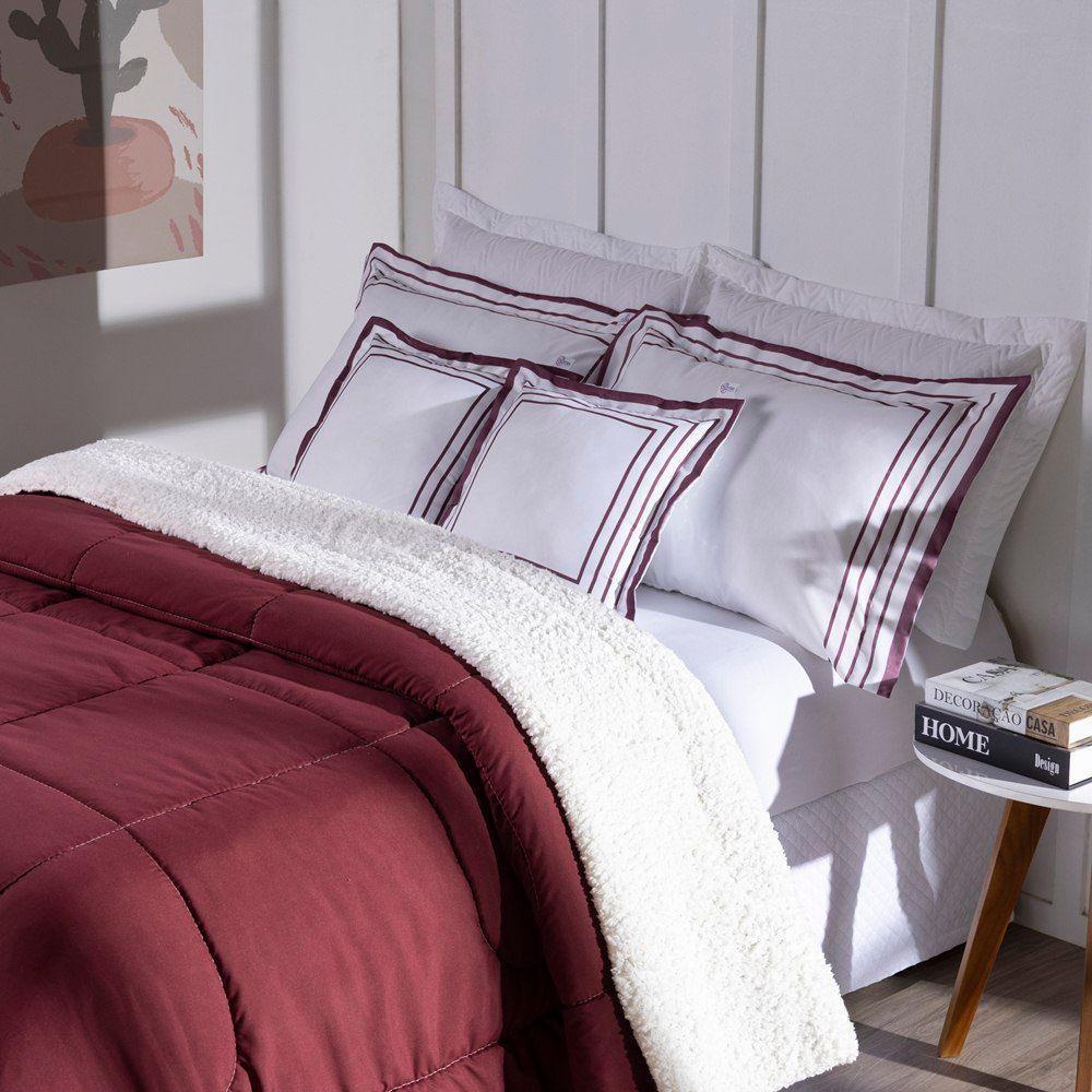 Kit Edredom King Coberdrom Soft Hipercal/sherpa 5 Peças - Vermelho - 3