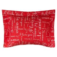 Kit Cobre Leito Colcha Te Amo Queen 3 Peças Dupla Face 100% Algodão Percal 150 Fios - Vermelho/branco - 3