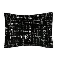 Kit Cobre Leito Colcha Te Amo Queen 3 Peças Dupla Face 100% Algodão Percal 150 Fios - Preto/branco - 3