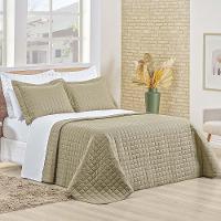 Kit Cobre Leito Colcha Eden Casal 3 Peças Percal 150 Fios 100% Algodão - Cáqui - 1