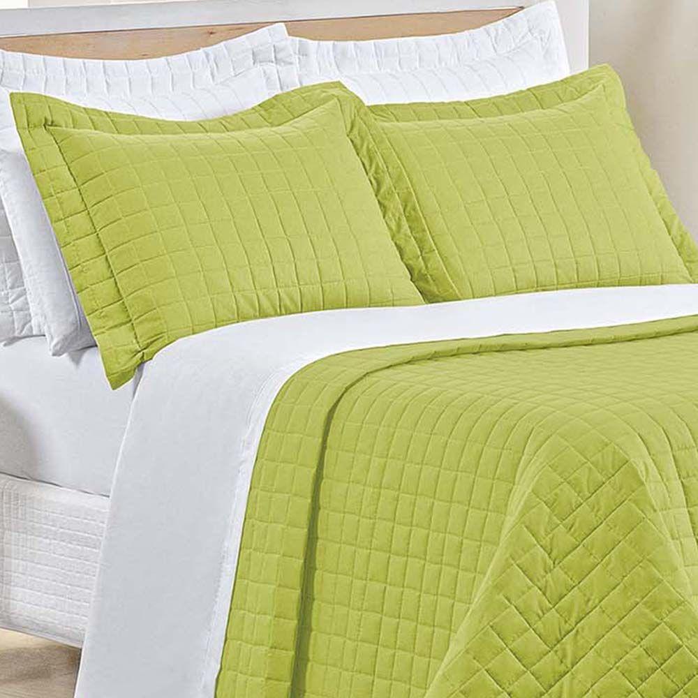 Kit Cobre Leito Colcha Eden Queen 3 Peças Percal 150 Fios 100% Algodão - Verde Pistache - 2