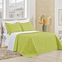 Kit Cobre Leito Colcha Eden Queen 3 Peças Percal 150 Fios 100% Algodão - Verde Pistache - 1