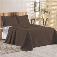 Kit Cobre Leito Colcha Ideale Queen 3 Peças Matelado Geométrico - Marrom - 100% Poliéster - 1