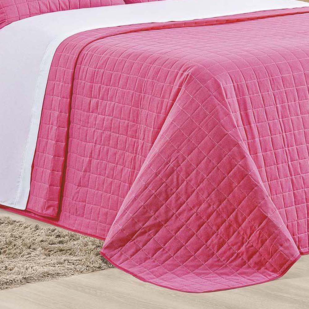 Kit Cobre Leito Colcha Eden Casal 3 Peças Percal 150 Fios 100% Algodão - Pink - 3