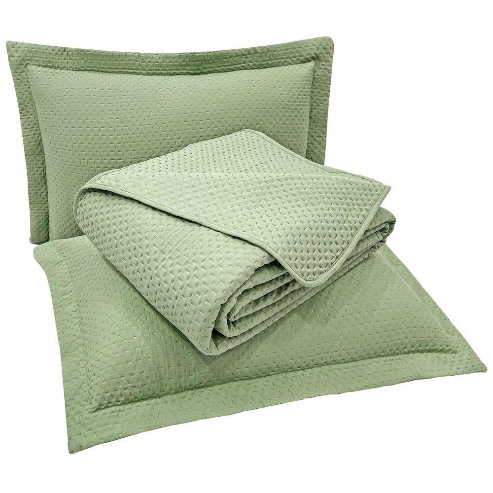 Kit Cobre Leito Colcha Jade King 3 Peças Percal 300 Fios Clássico - Verde - 100% Poliéster - 2