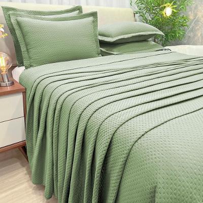 Kit Cobre Leito Colcha Jade King 3 Peças Percal 300 Fios Clássico - Verde - 100% Poliéster