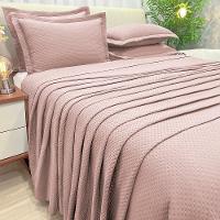 Kit Cobre Leito Colcha Jade King 3 Peças Percal 300 Fios Clássico - Rosê - 100% Poliéster - 1