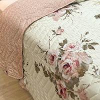 Cobre Leito King Confort Print Micropercal 300 Fios Toque De Algodão 3 Peças - Flores Rose - 3