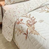 Cobre Leito Queen Confort Print Micropercal 300 Fios Toque De Algodão 3 Peças - Flores Damasco - 4