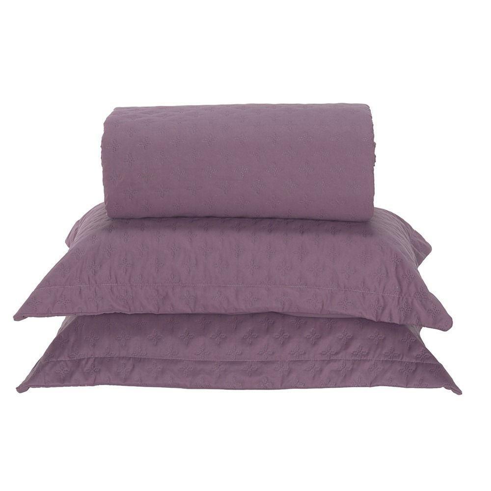 Cobre Leito Queen Milão Dupla Face Micropercal 200 Fios 3 Peças - Rose Cassis - 1