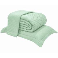 Kit Cobre Leito Colcha Alvorada Casal 3 Peças Percal 300 Fios Clássico - Verde Pistache - 100% Poliéster - 4