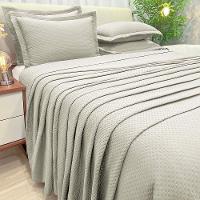 Kit Cobre Leito Colcha Jade Casal 3 Peças Percal 300 Fios Clássico - Bege - 100% Poliéster - 1