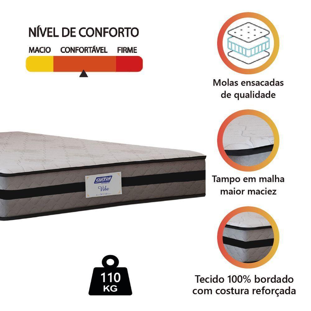 Colchão Casal Gazin Com Molas Ensacadas 138x188x22cm Vibe Cinza/preto - 3