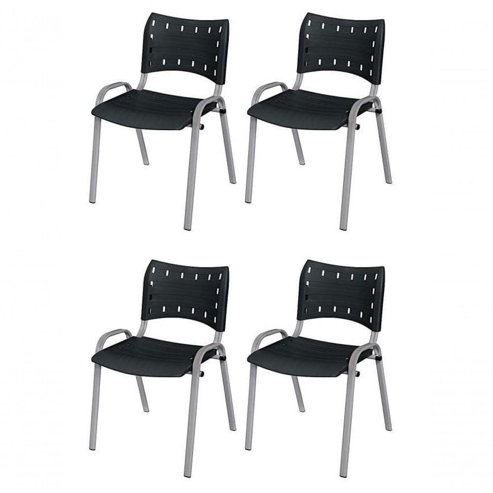 Cadeira Iso Base Cinza Escola, Escritório Preto - Kit 4 Un - 1