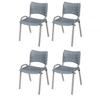 Cadeira Iso Base Cinza Escola, Escritório Cinza Kit 4 Un - 1