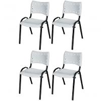 Cadeira Iso Base Preto Escola, Escritório Branco - Kit 4 Un - 1