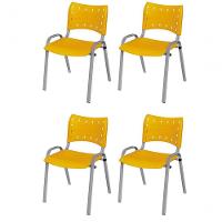 Cadeira Iso Base Cinza Escola, Escritório Amarelo - Kit 4 Un - 1
