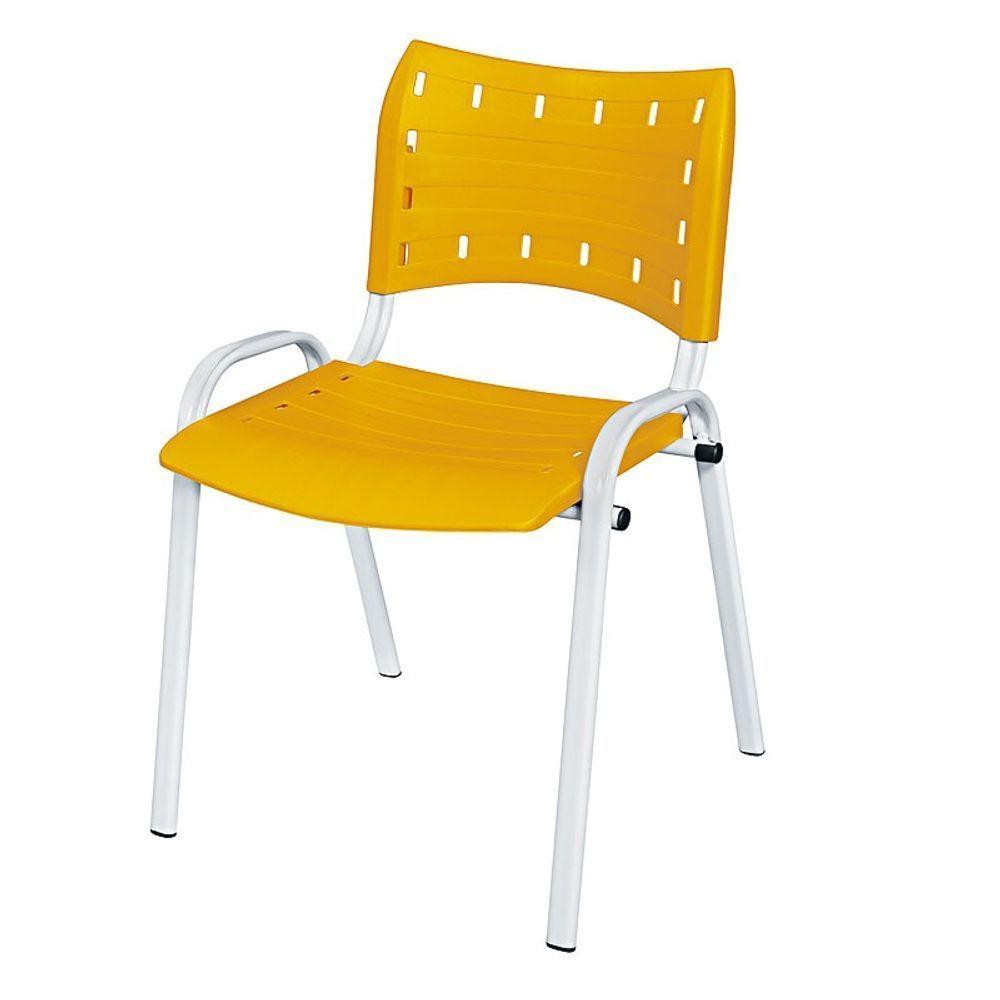 Cadeira Iso Base Branco Escola, Escritório Amarelo Kit 4 Un - 2