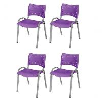 Cadeira Iso Base Cinza Escola, Escritório Violeta Kit 4 Un - 1