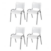Cadeira Iso Base Cinza Escola, Escritório Branco - Kit 4 Un - 1