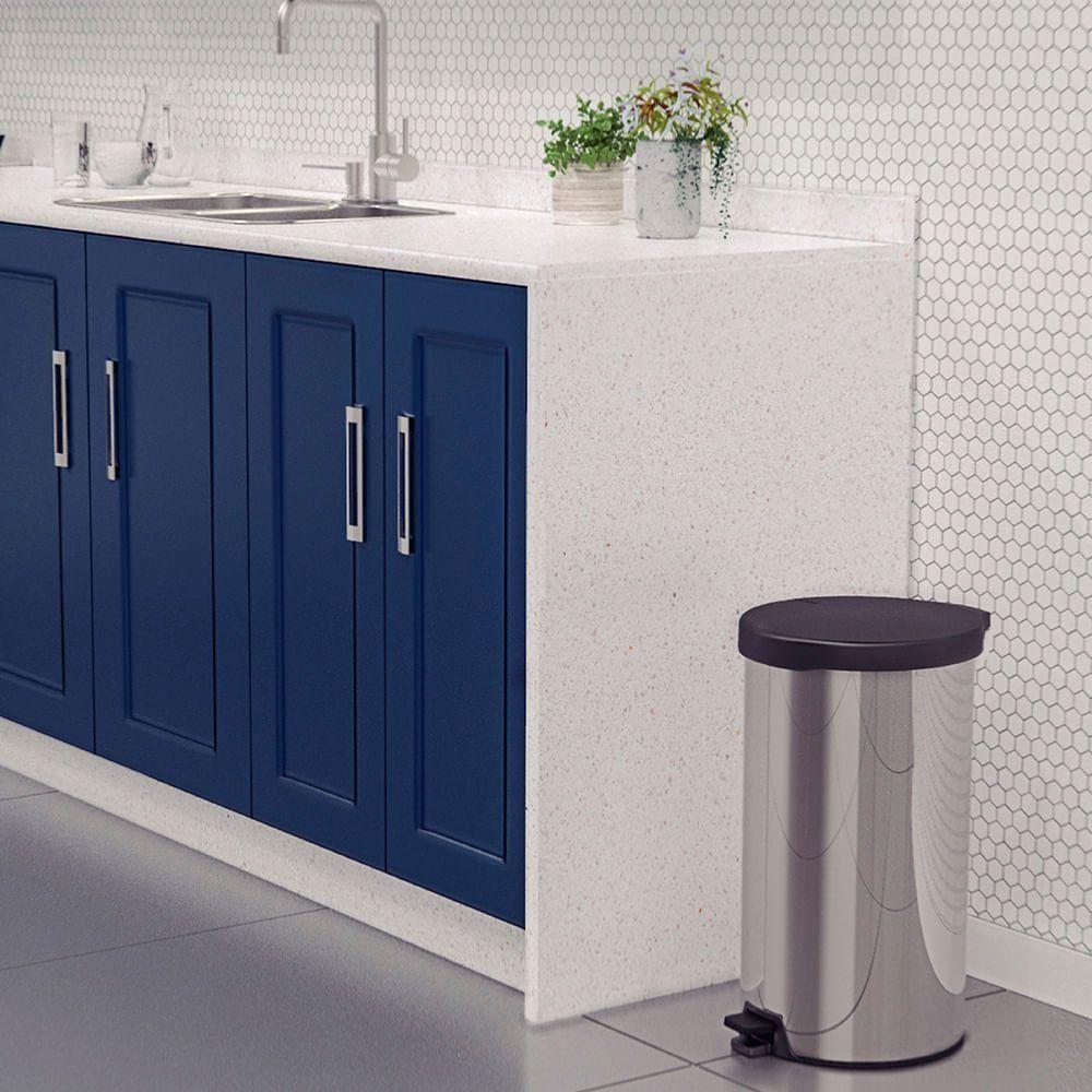 Lixeira Tramontina New Com Pedal 20l Redonda Inox Polido Aço Inox Polido - 5