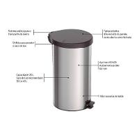 Lixeira Tramontina New Com Pedal 20l Redonda Inox Polido Aço Inox Polido