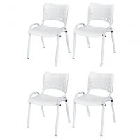 Cadeira Iso Base Branco Escola, Escritório Branco - Kit 4 Un - 1