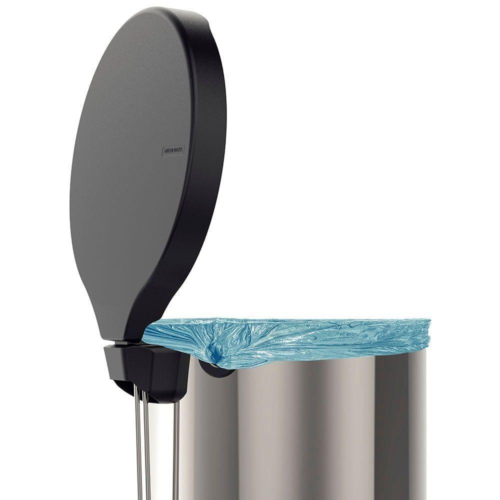 Lixeira Tramontina New Com Pedal 30l Redonda Inox Polido Aço Inox Polido - 2