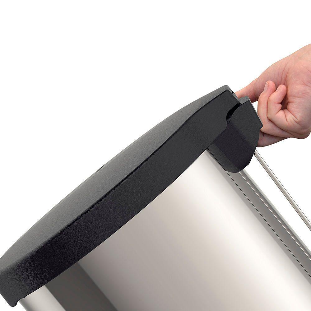 Lixeira Tramontina New Com Pedal 30l Redonda Inox Polido Aço Inox Polido - 3