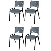 Cadeira Iso Base Preto Escola, Escritório Cinza Kit 4 Un - 1