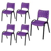 Cadeira Iso Base Preto Escola, Escritório Violeta Kit 5 Un - 1