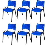 Cadeira Iso Base Preto Escola, Escritório Azul Kit 6 Un - 1