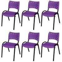 Cadeira Iso Base Preto Escola, Escritório Violeta Kit 6 Un - 1