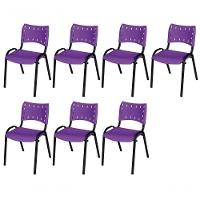 Cadeira Iso Base Preto Escola, Escritório Violeta Kit 7 Un - 1