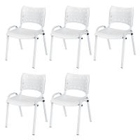 Cadeira Iso Base Branco Escola, Escritório Branco Kit 5 Un - 1