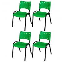 Cadeira Iso Base Preto Escola, Escritório Verde - Kit 4 Un - 1