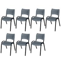 Cadeira Iso Base Preto Escola, Escritório Cinza Kit 7 Un - 1