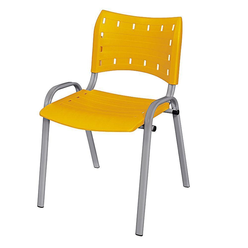 Cadeira Iso Base Cinza Escola, Escritório Amarelo Kit 7 Un - 2