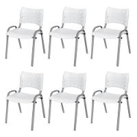 Cadeira Iso Base Cinza Escola, Escritório Branco Kit 6 Un - 1