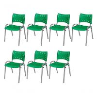 Cadeira Iso Base Cinza Escola, Escritório Verde Kit 7 Un - 1