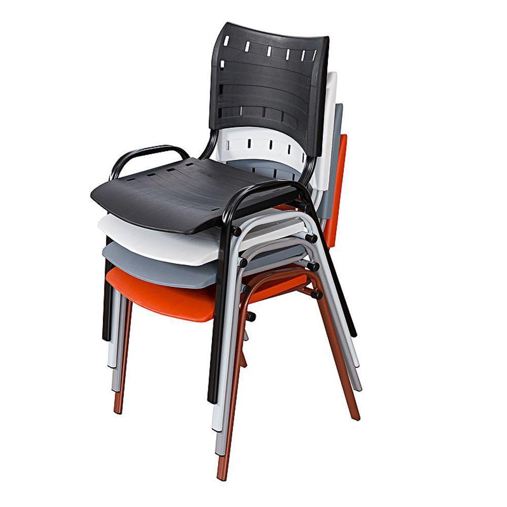 Cadeira Iso Base Cinza Escola, Escritório Laranja Kit 5 Un - 4